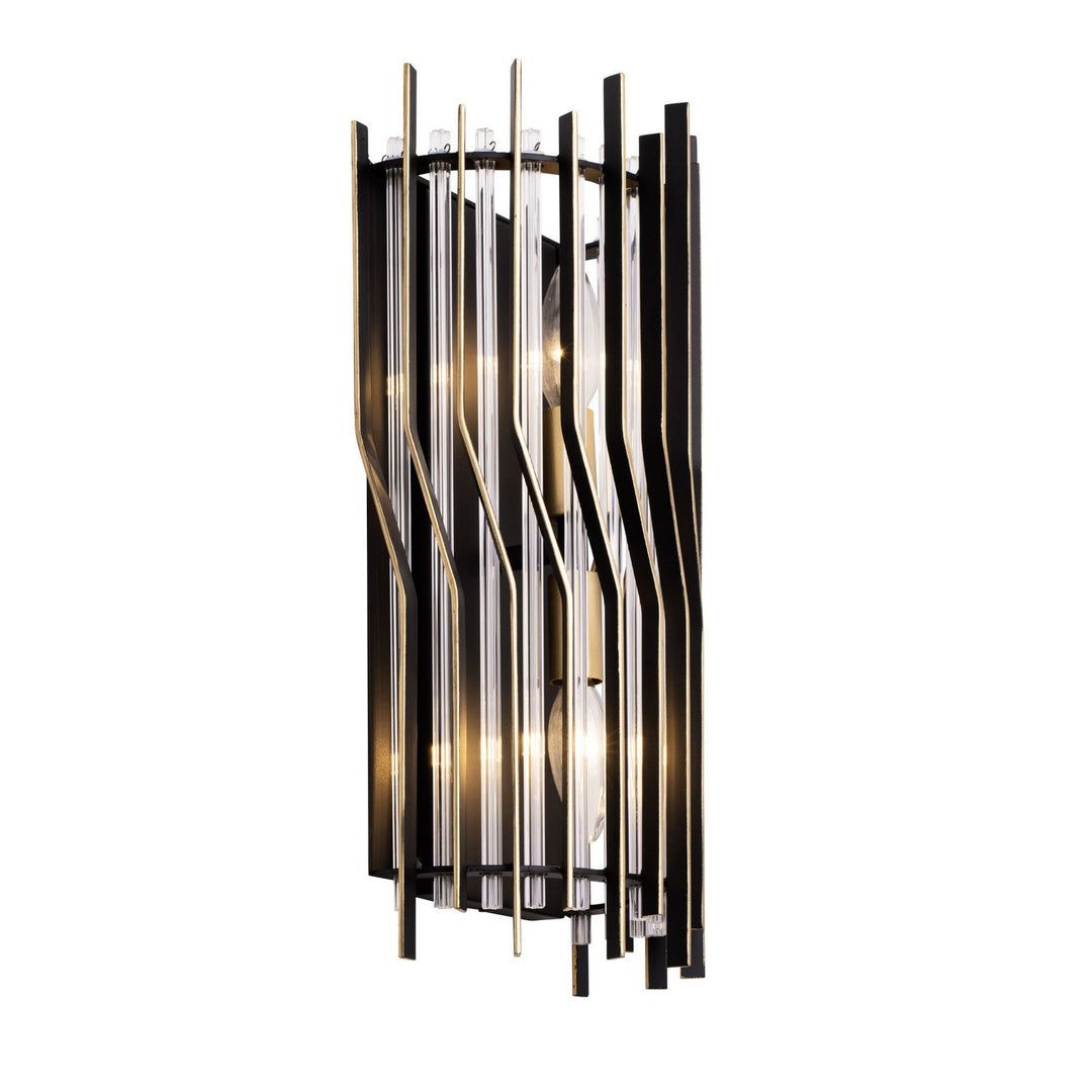 Varaluz - 393W02MBFG - Two Light Wall Sconce - Park Row - Matte Black/French Gold