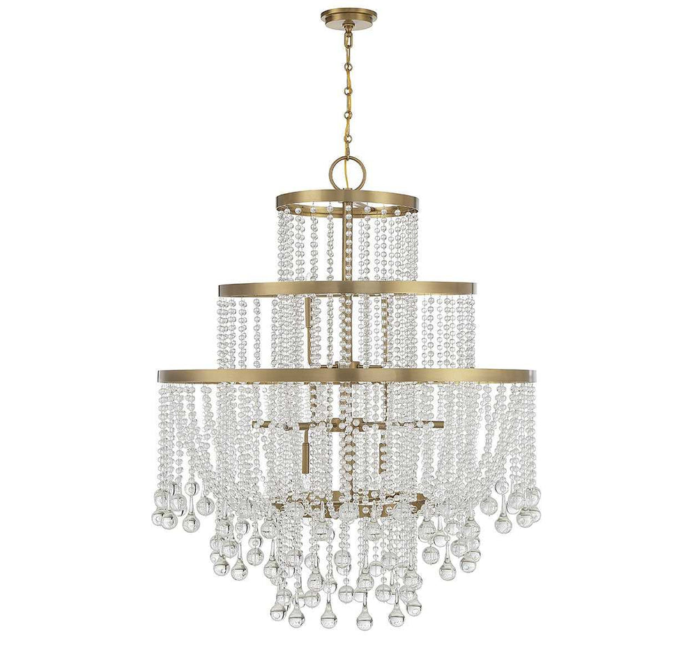 Luna 15 Light Chandelier in Warm Brass Savoy House