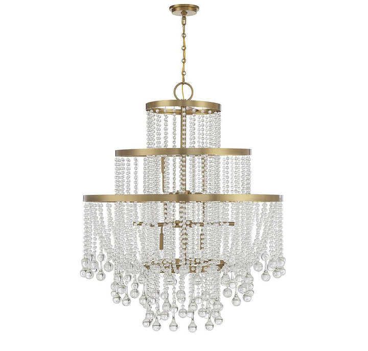 Luna 15 Light Chandelier in Warm Brass Savoy House