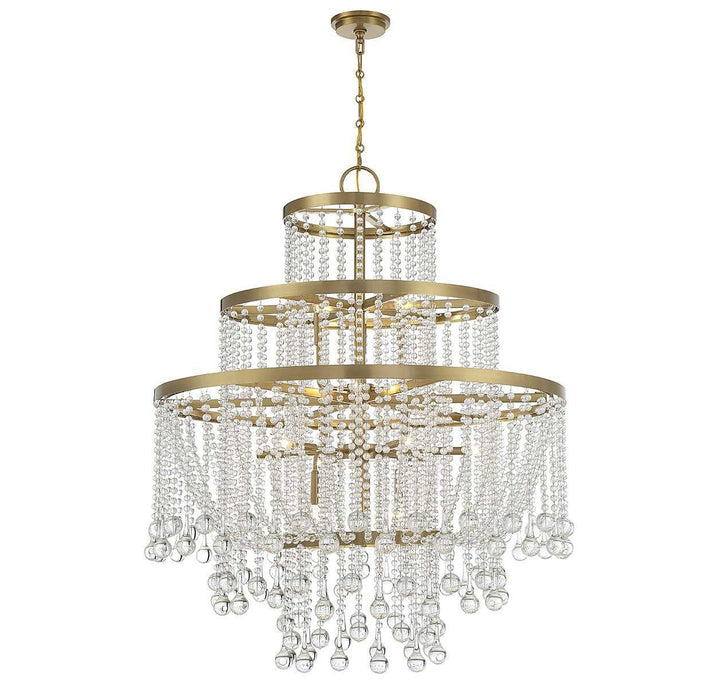Luna 15 Light Chandelier in Warm Brass Savoy House