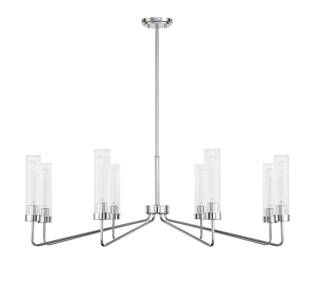 Baker Eight Light Chandelier in Polished Nickel Savoy House