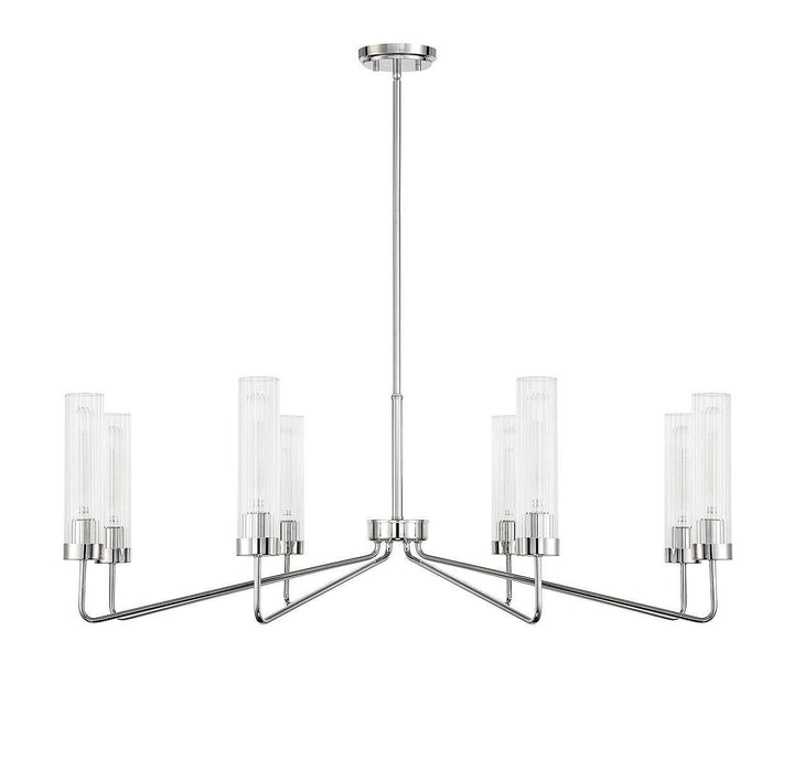 Baker Eight Light Chandelier in Polished Nickel Savoy House