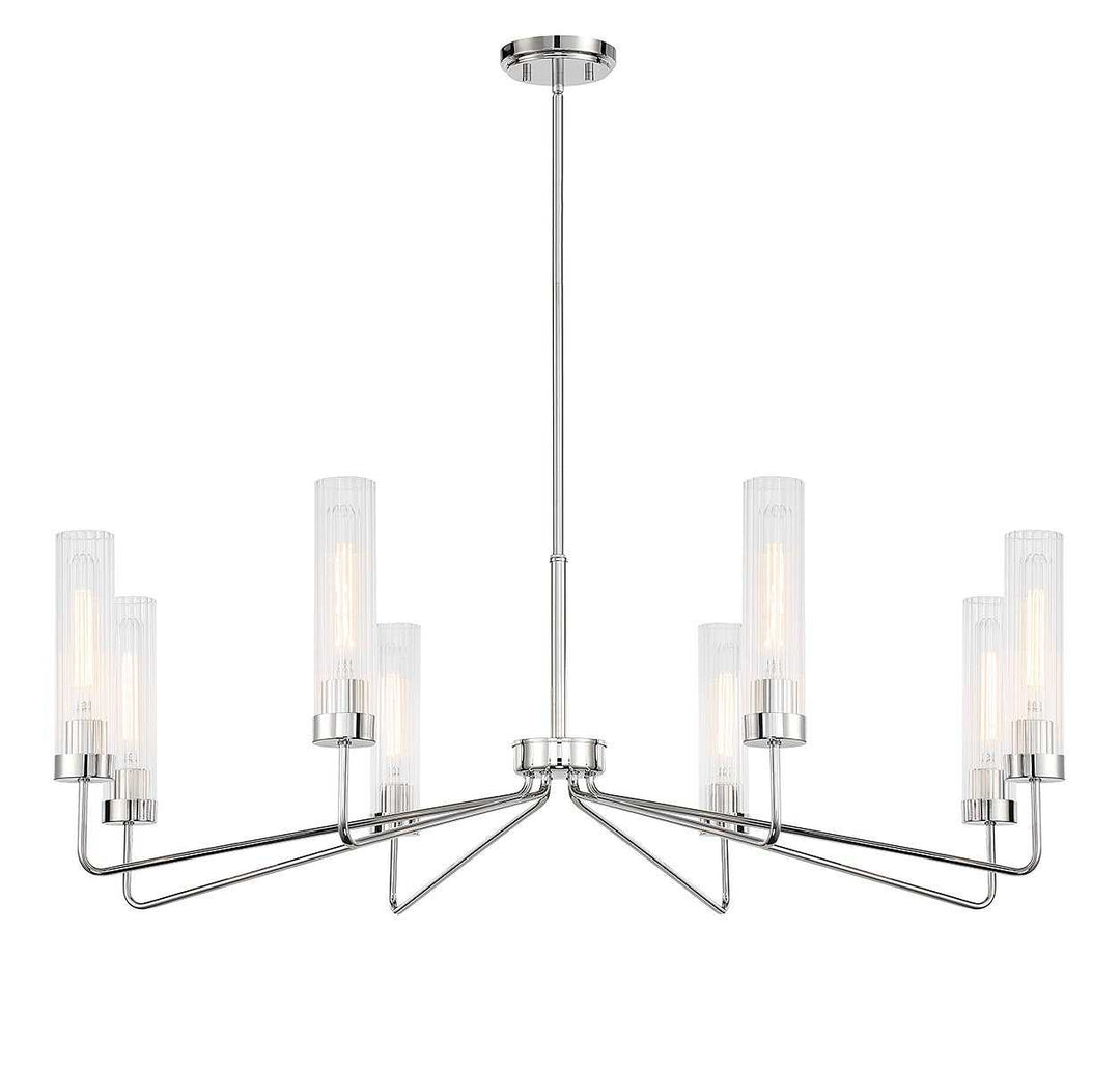 Baker Eight Light Chandelier in Polished Nickel Savoy House