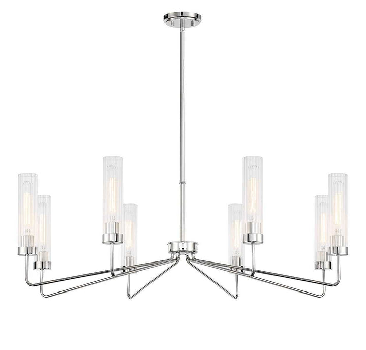Baker Eight Light Chandelier in Polished Nickel Savoy House