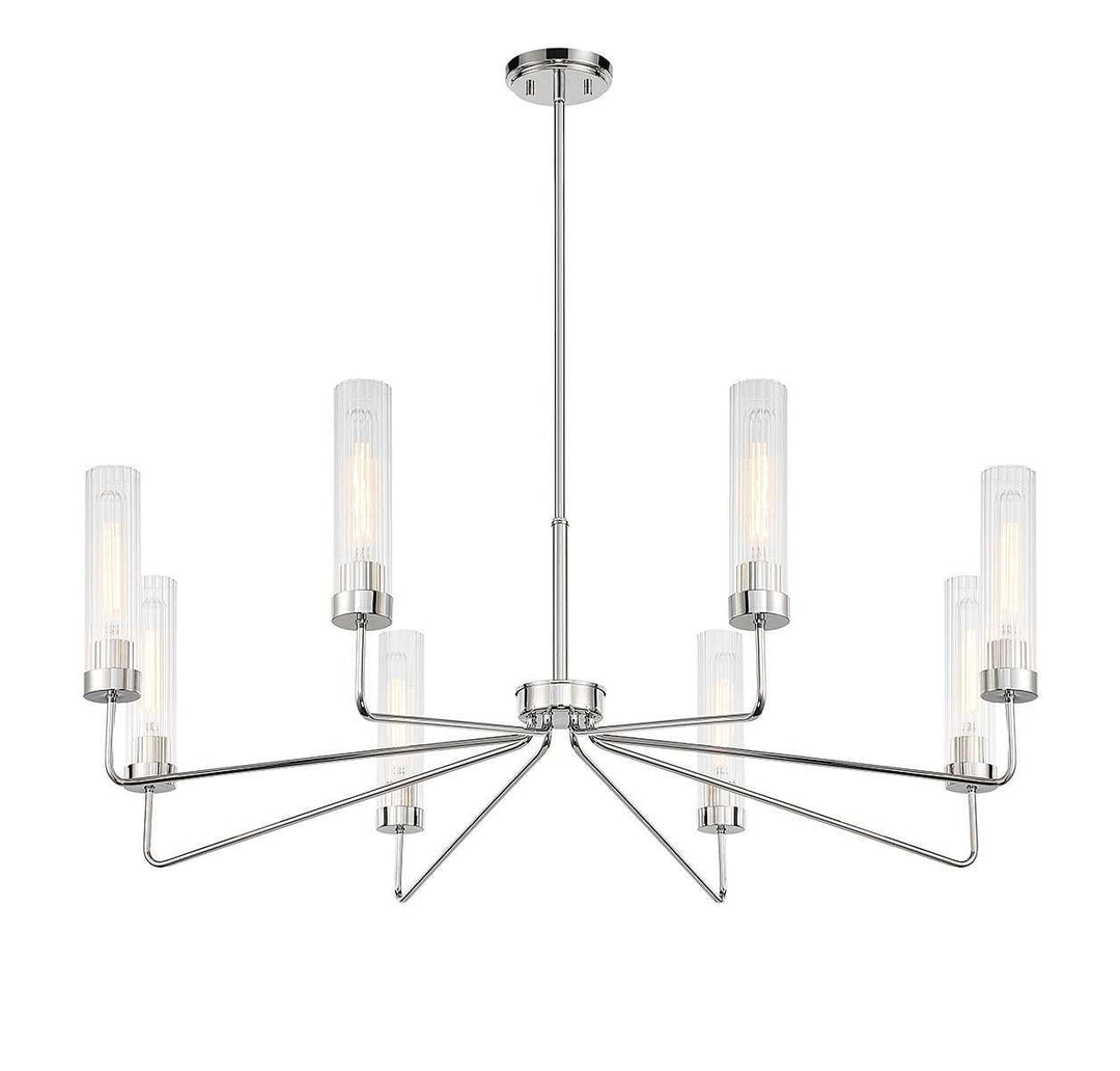 Baker Eight Light Chandelier in Polished Nickel Savoy House