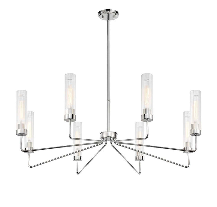 Baker Eight Light Chandelier in Polished Nickel Savoy House