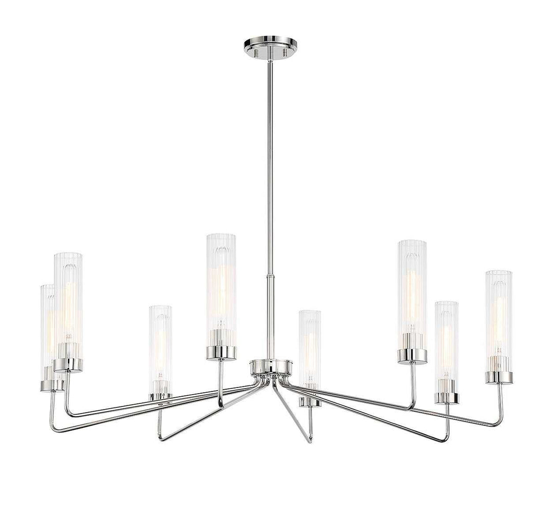 Baker Eight Light Chandelier in Polished Nickel Savoy House