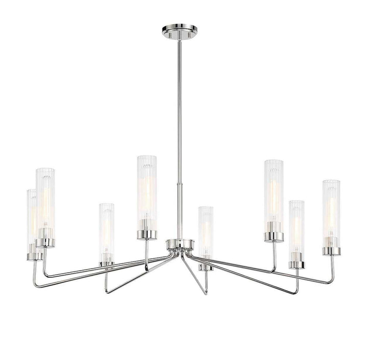 Baker Eight Light Chandelier in Polished Nickel Savoy House