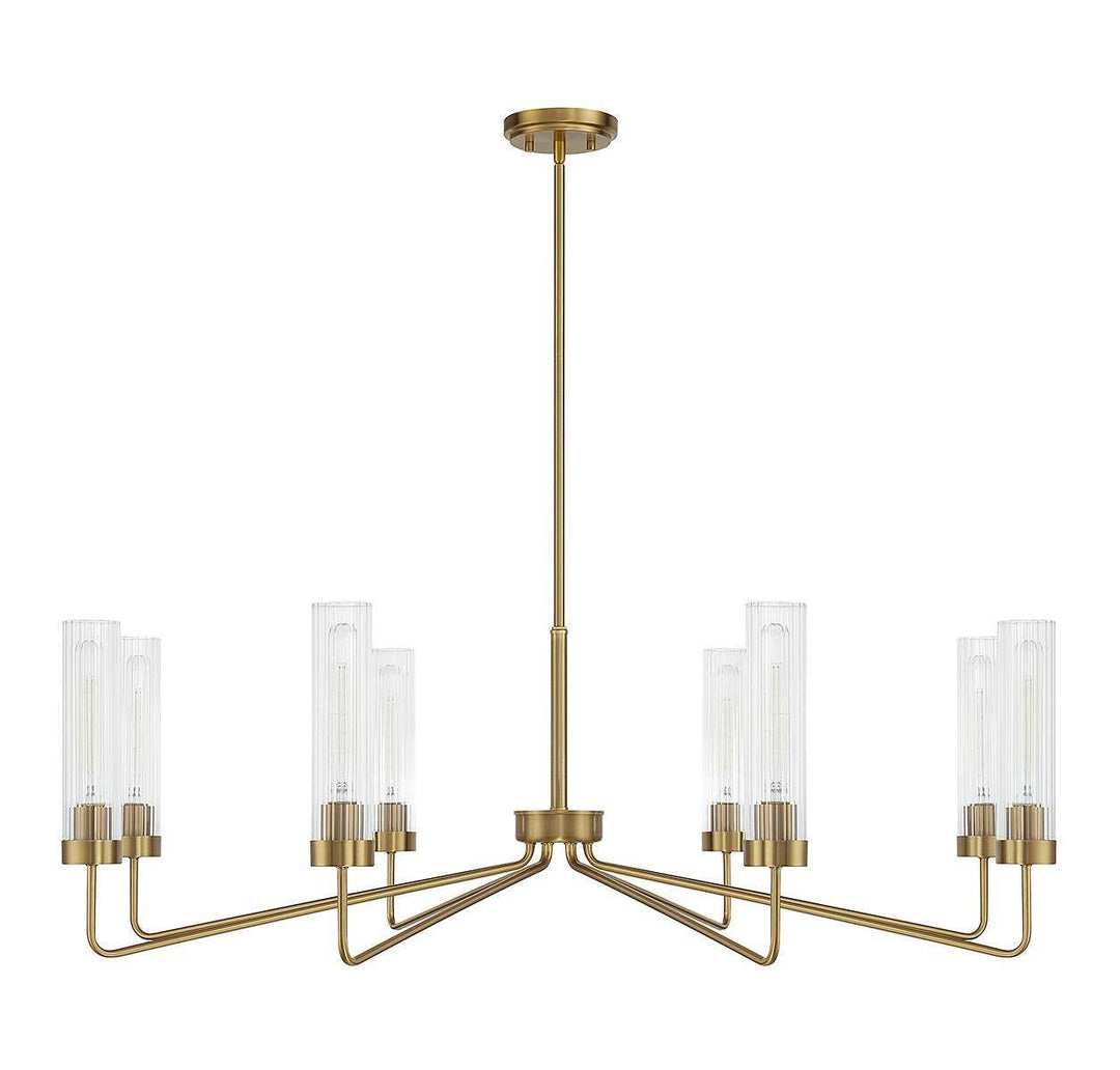 Baker Eight Light Chandelier in Warm Brass Savoy House