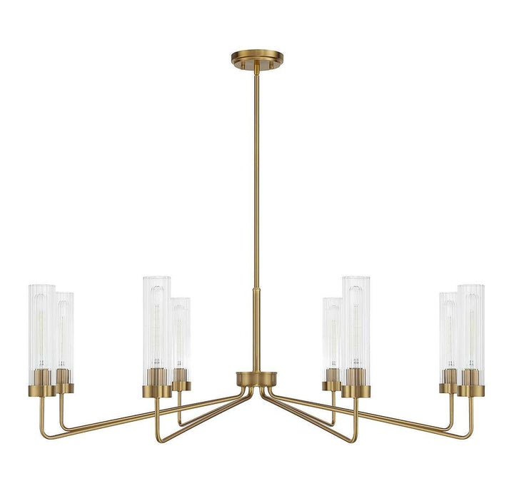 Baker Eight Light Chandelier in Warm Brass Savoy House