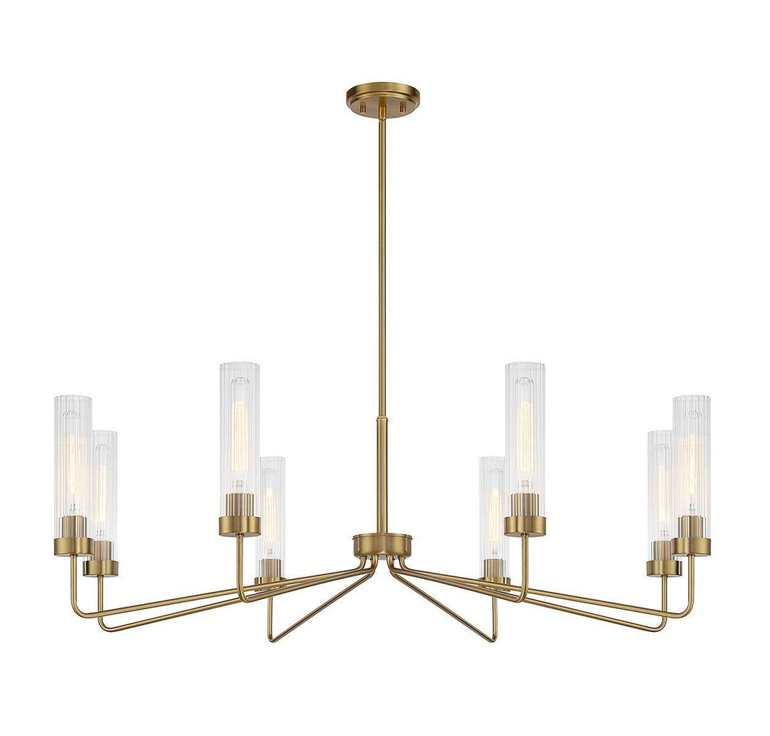 Baker Eight Light Chandelier in Warm Brass Savoy House