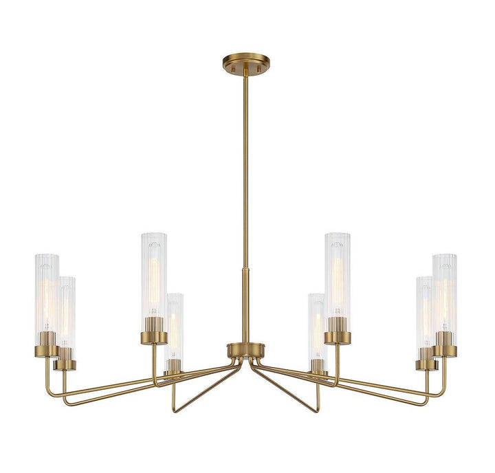 Baker Eight Light Chandelier in Warm Brass Savoy House