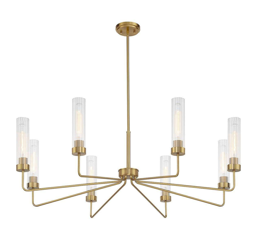 Baker Eight Light Chandelier in Warm Brass Savoy House