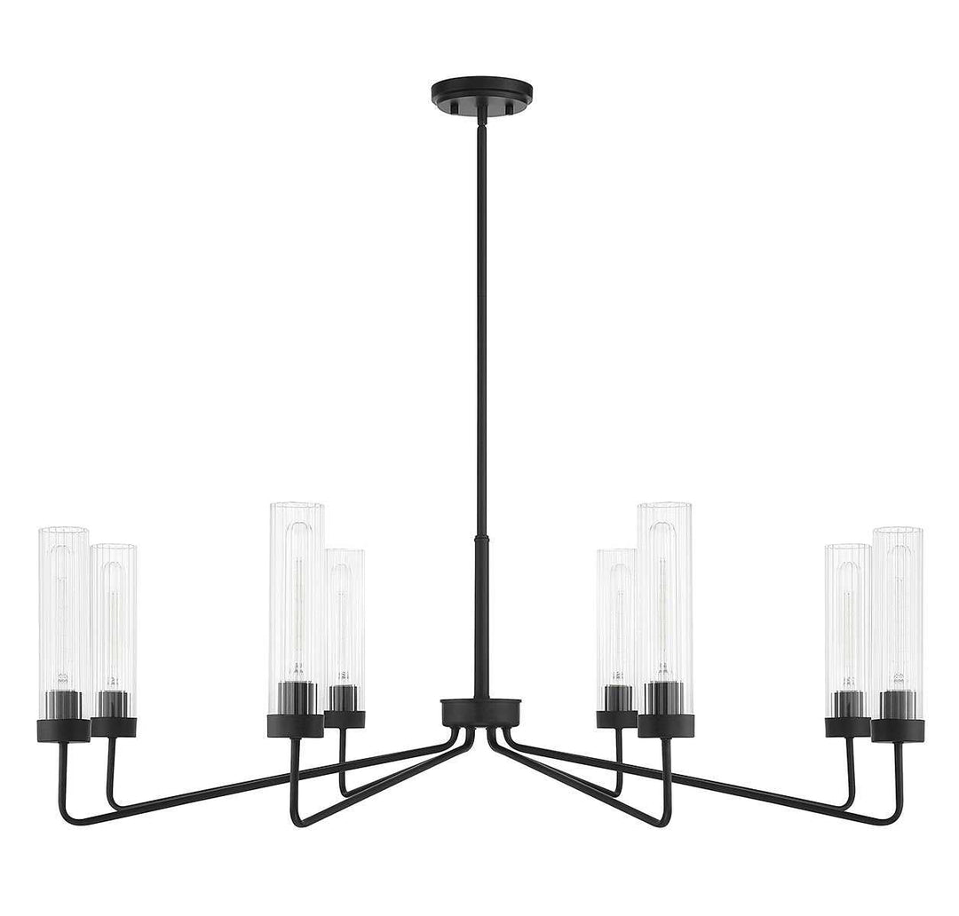 Baker Eight Light Chandelier in Matte Black Savoy House