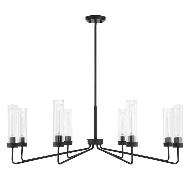Baker Eight Light Chandelier in Matte Black Savoy House