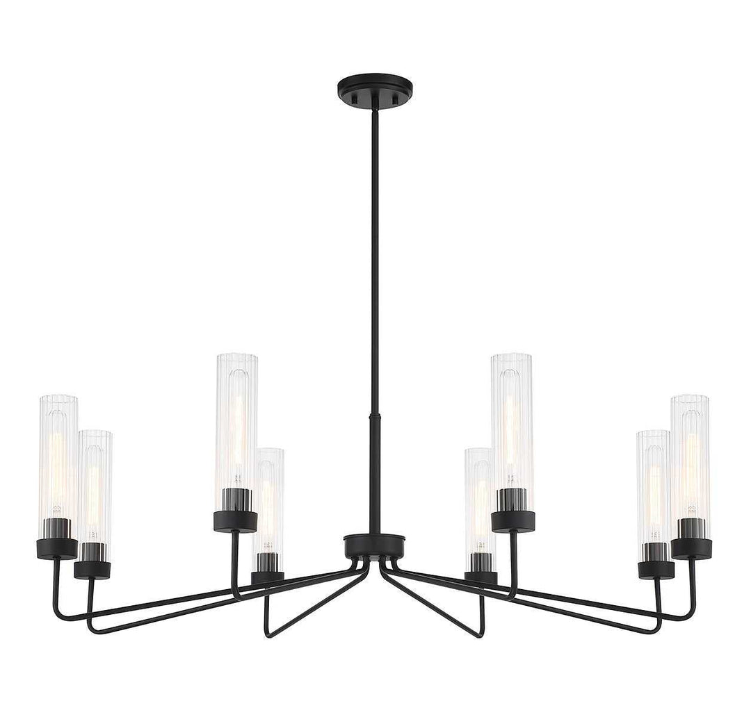 Baker Eight Light Chandelier in Matte Black Savoy House