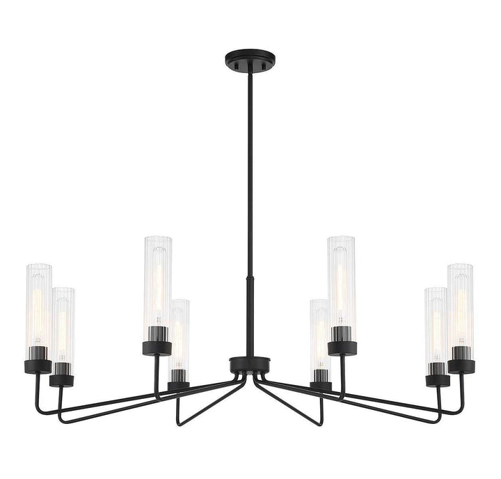 Baker Eight Light Chandelier in Matte Black Savoy House