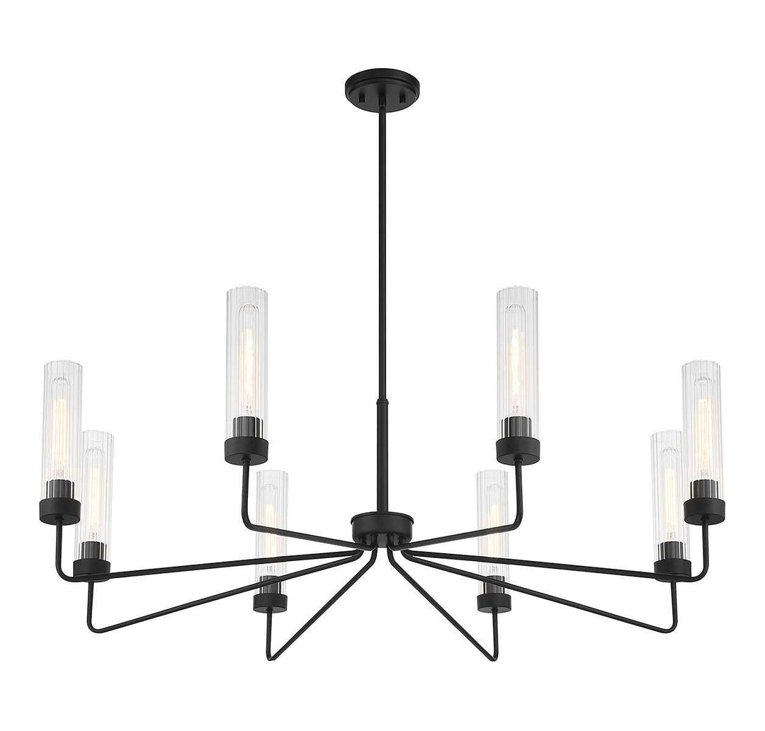 Baker Eight Light Chandelier in Matte Black Savoy House