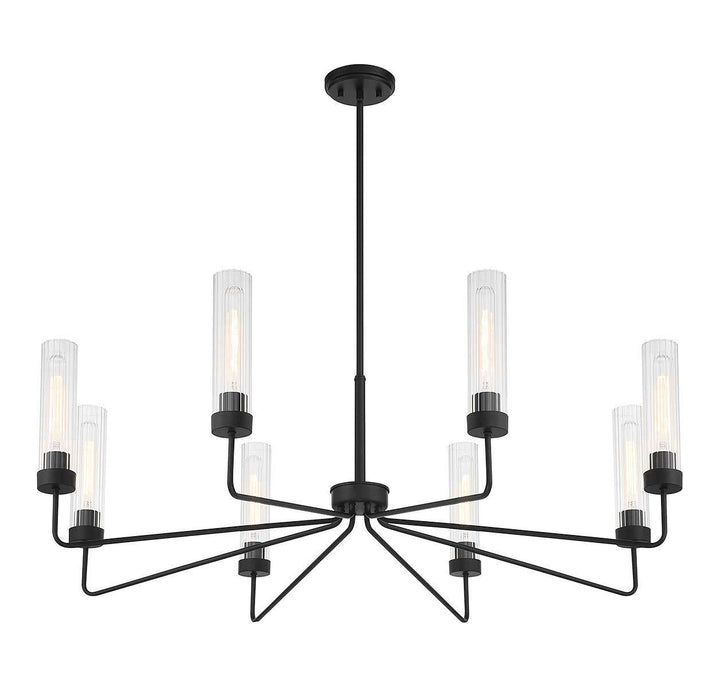 Baker Eight Light Chandelier in Matte Black Savoy House