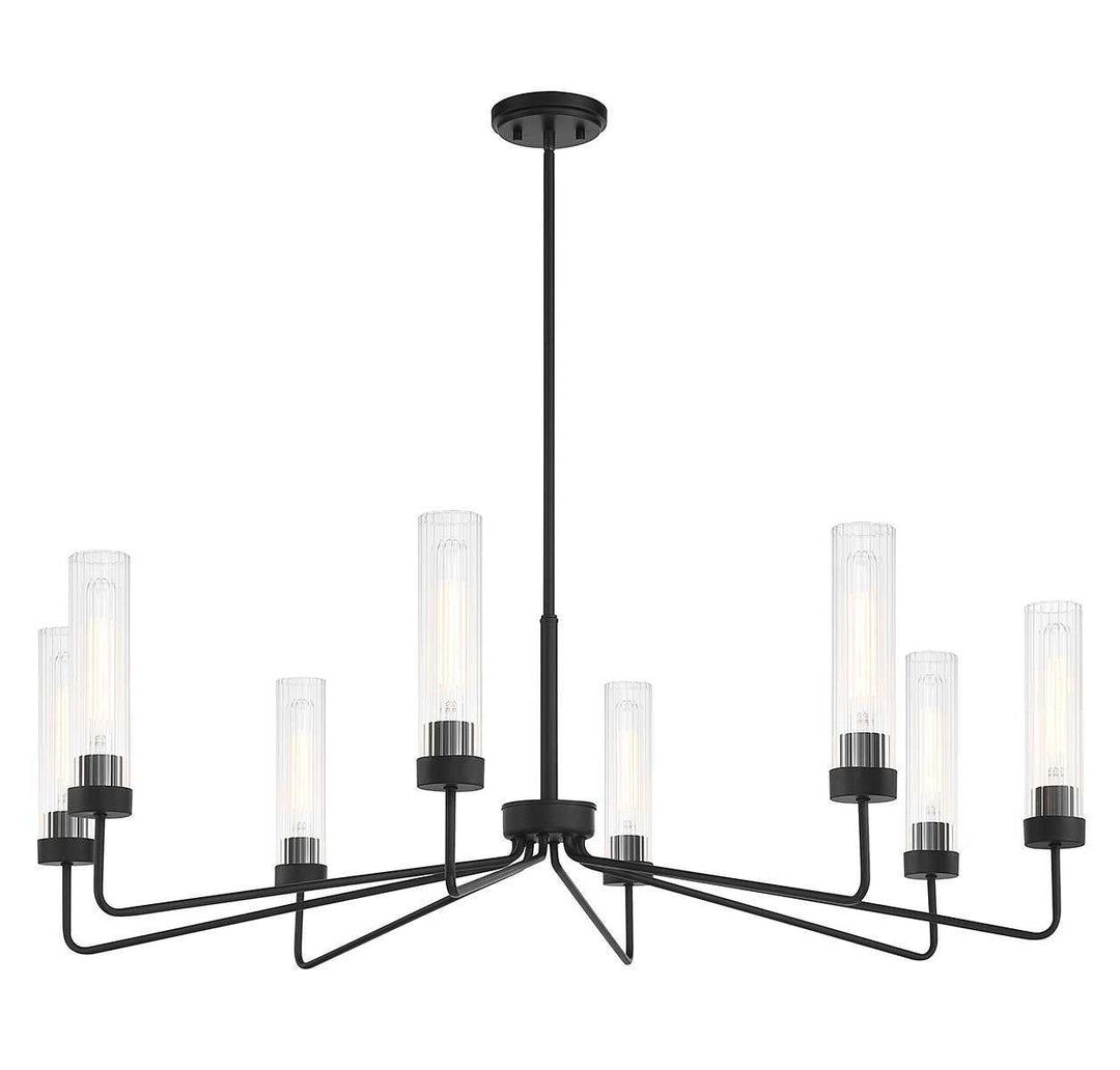 Baker Eight Light Chandelier in Matte Black Savoy House