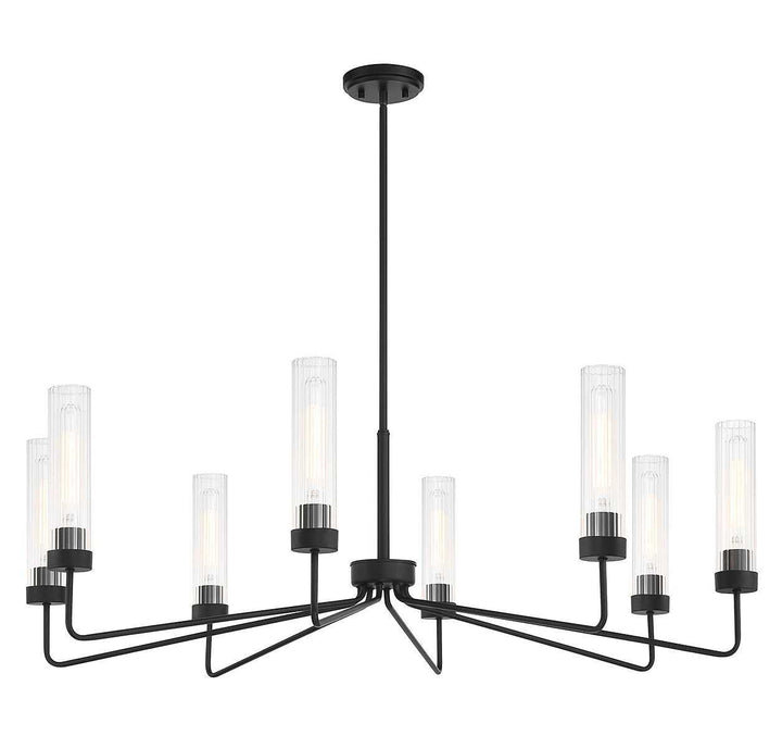 Baker Eight Light Chandelier in Matte Black Savoy House