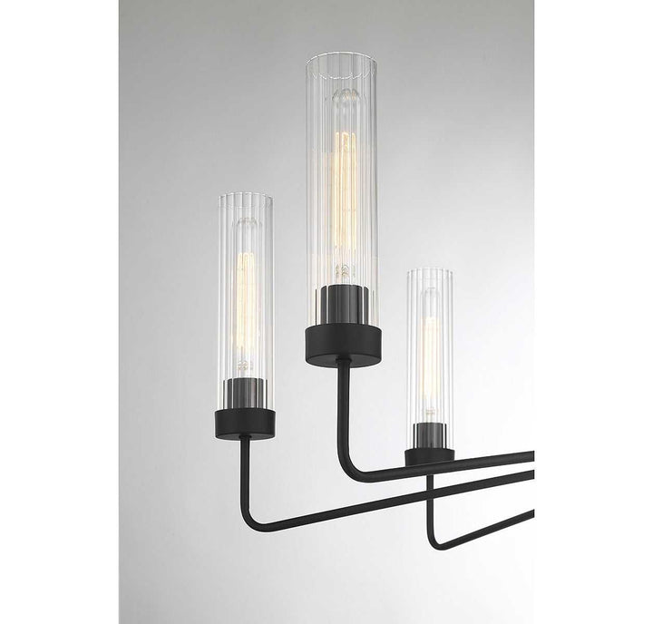 Baker Eight Light Chandelier in Matte Black Savoy House
