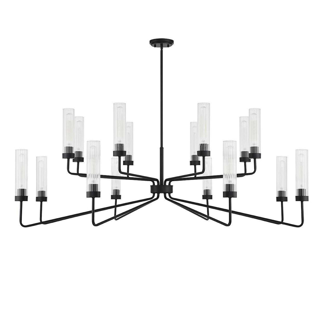 Baker 16 Light Chandelier in Matte Black Savoy House
