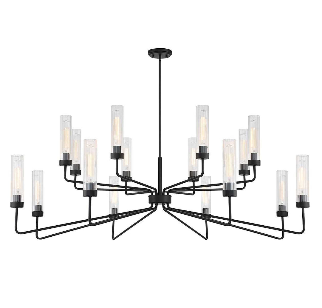 Baker 16 Light Chandelier in Matte Black Savoy House