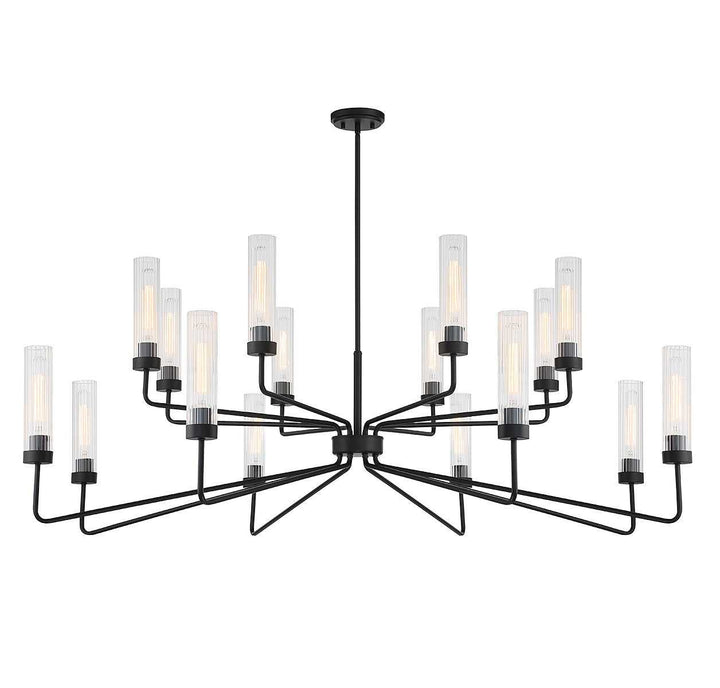 Baker 16 Light Chandelier in Matte Black Savoy House