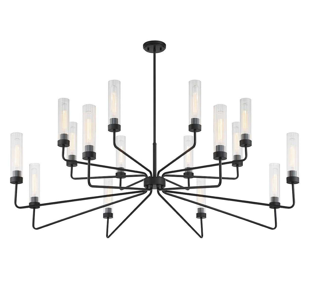 Baker 16 Light Chandelier in Matte Black Savoy House