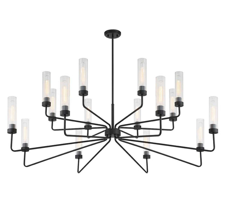 Baker 16 Light Chandelier in Matte Black Savoy House