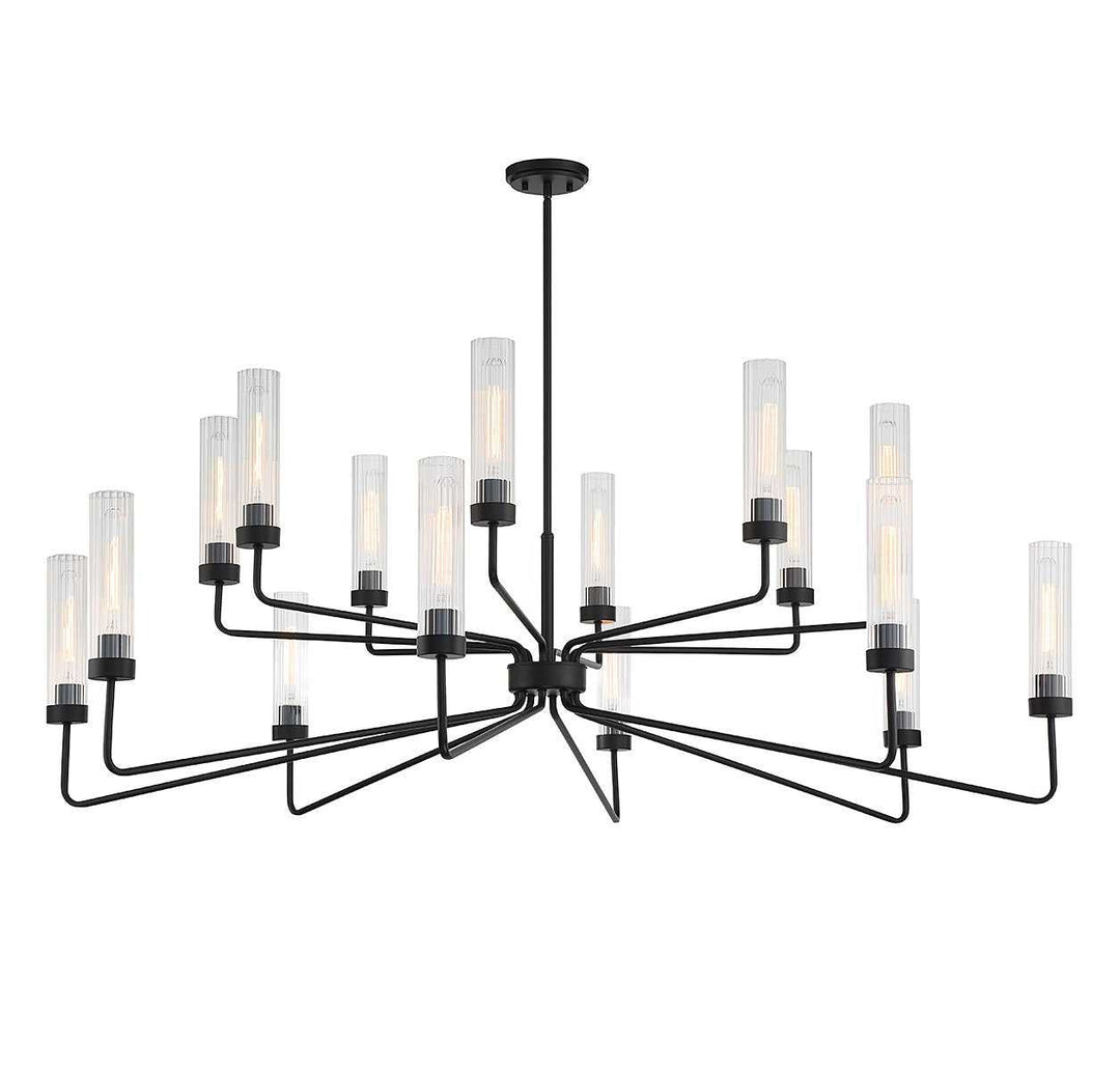 Baker 16 Light Chandelier in Matte Black Savoy House