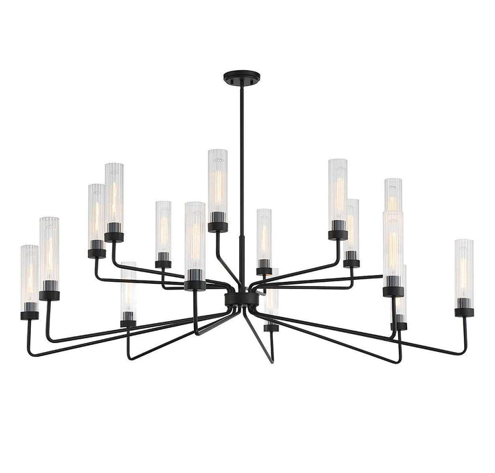 Baker 16 Light Chandelier in Matte Black Savoy House