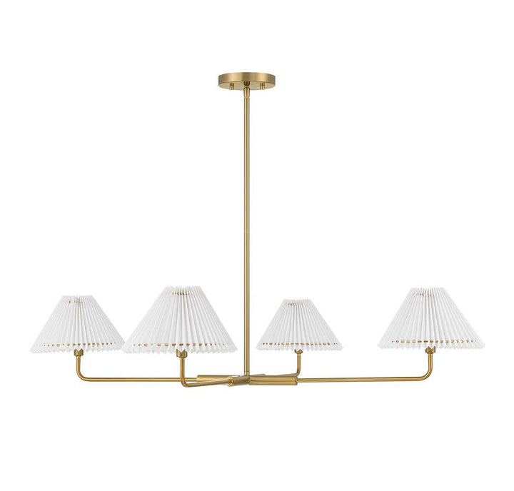 Meridian - M100121NB - Four Light Chandelier - Natural Brass