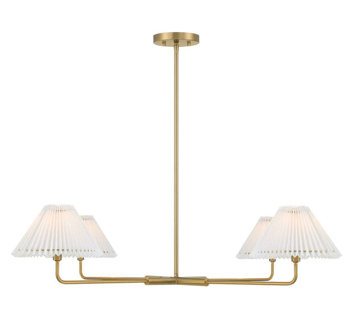 Meridian - M100121NB - Four Light Chandelier - Natural Brass