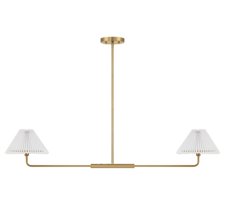 Meridian - M100122NB - Two Light Linear Chandelier - Natural Brass
