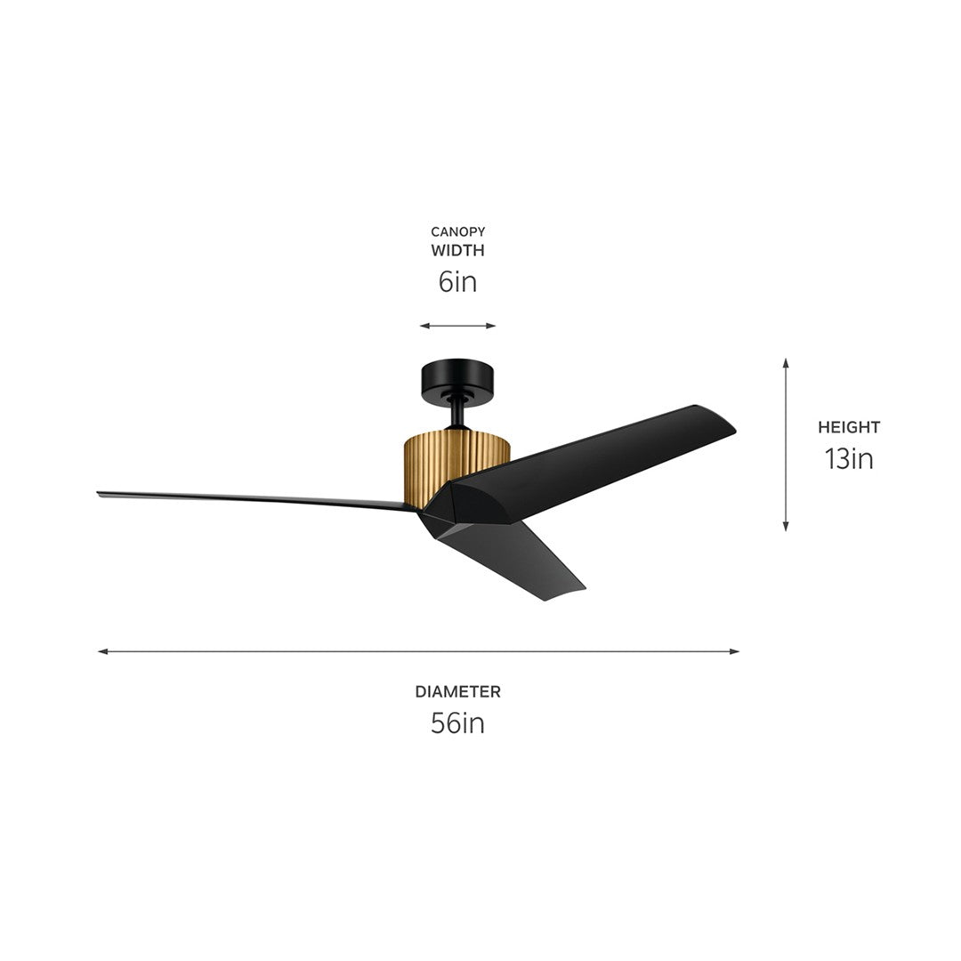 Kichler Canada - 330130NBR - 56"Ceiling Fan - Almere - Natural Brass