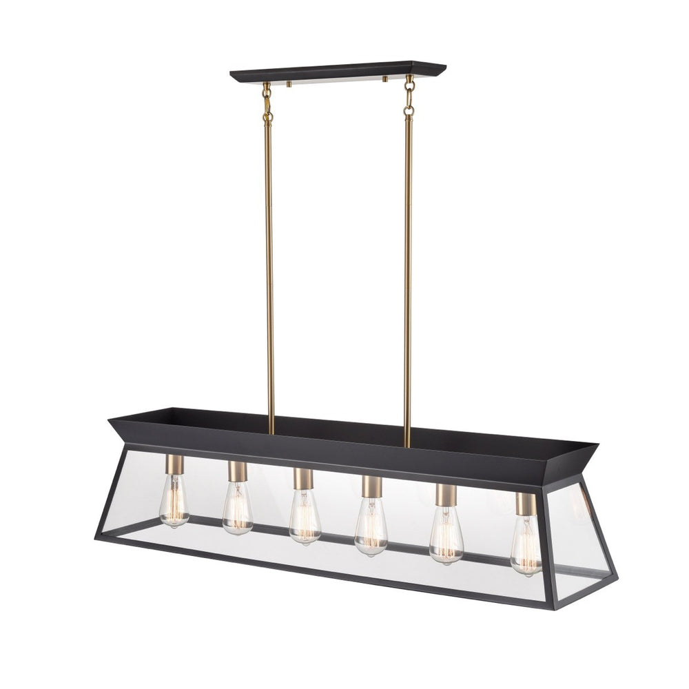 Artcraft Canada - AC11854BK - Six Light Island Chandelier - Lucian - Black and Brushed Brass