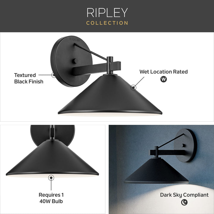 Kichler Canada - 49061BK - One Light Outdoor Wall Mount - Ripley - Black