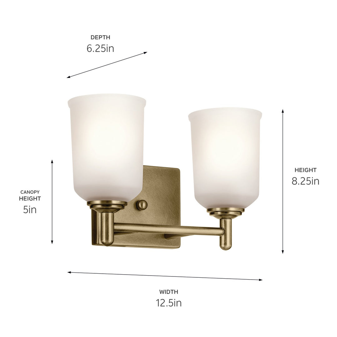 Kichler Canada - 45573NBR - Two Light Bath - Shailene - Natural Brass