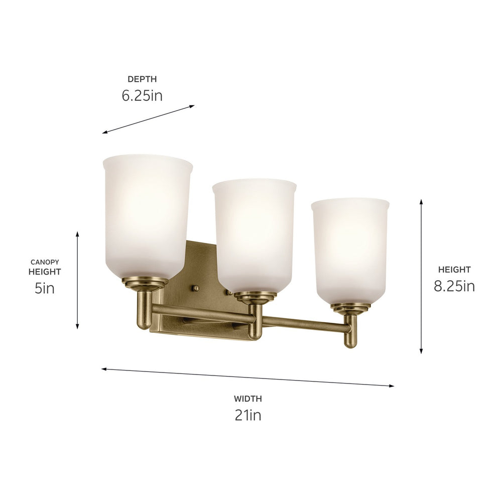 Kichler Canada - 45574NBR - Three Light Bath - Shailene - Natural Brass