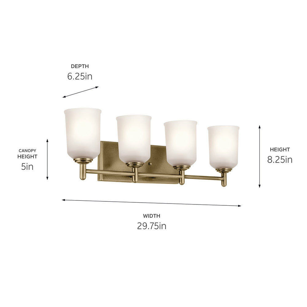 Kichler Canada - 45575NBR - Four Light Bath - Shailene - Natural Brass