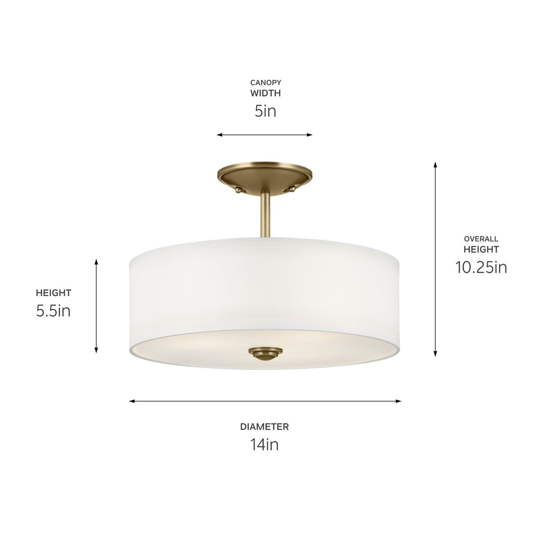 Kichler Canada - 43675NBR - Three Light Semi Flush Mount - Shailene - Natural Brass