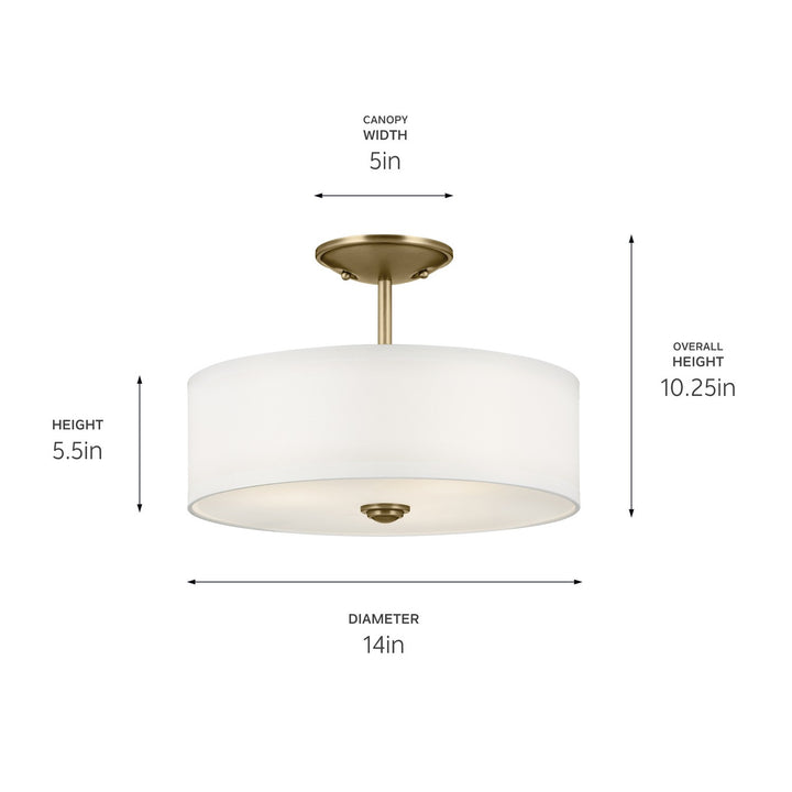 Kichler Canada - 43675NBR - Three Light Semi Flush Mount - Shailene - Natural Brass