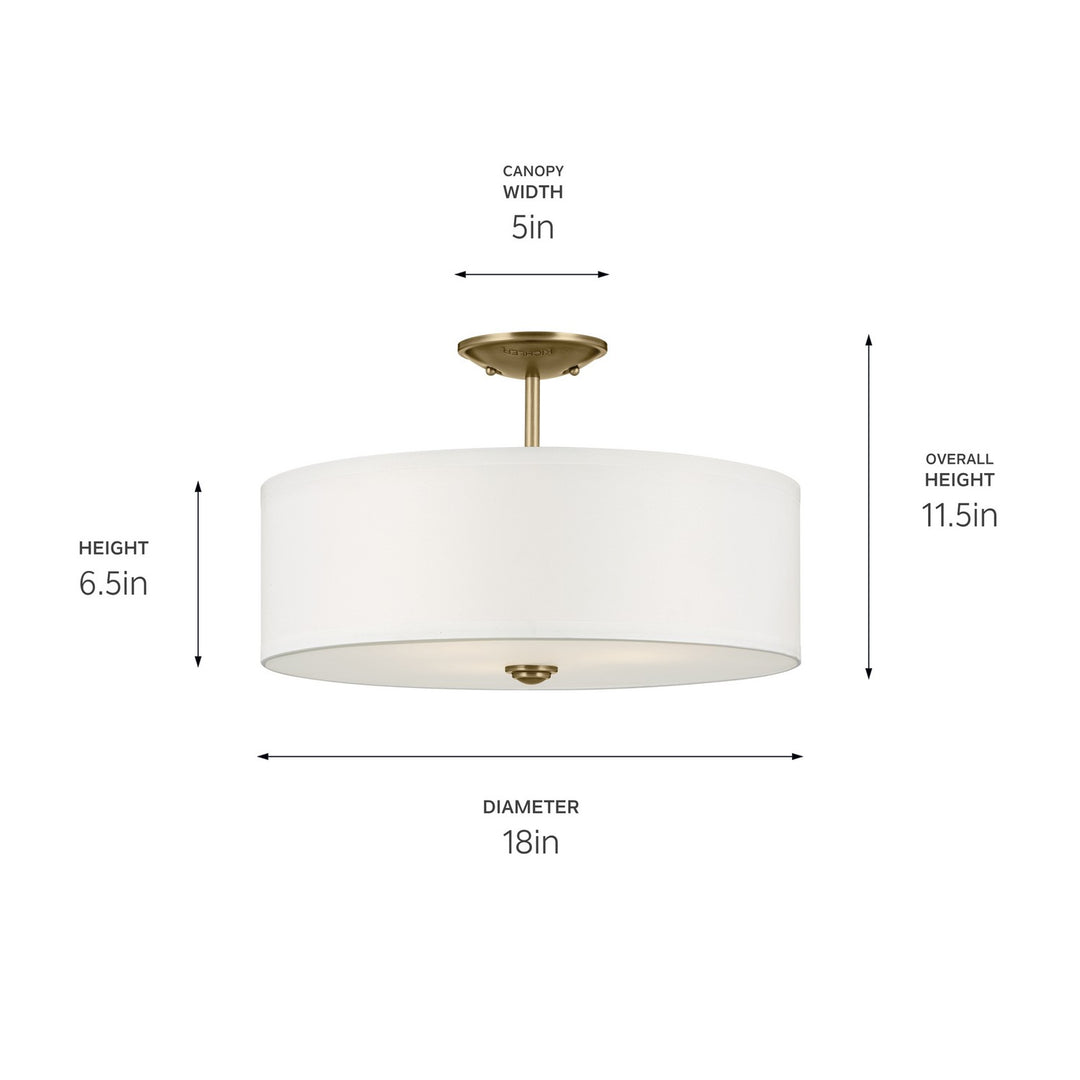 Kichler Canada - 43692NBR - Three Light Semi Flush Mount - Shailene - Natural Brass