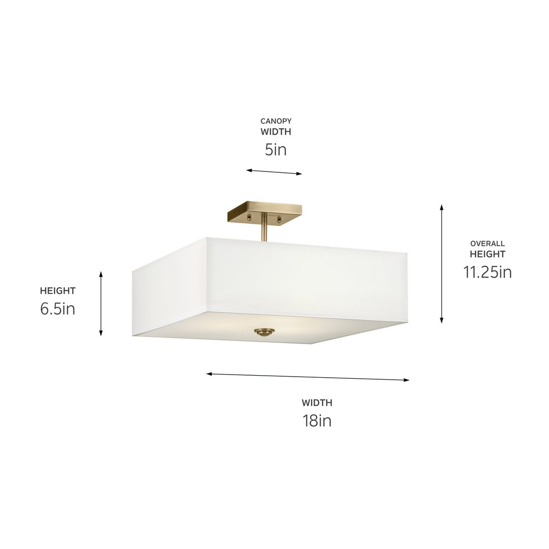 Kichler Canada - 43693NBR - Three Light Semi Flush Mount - Shailene - Natural Brass