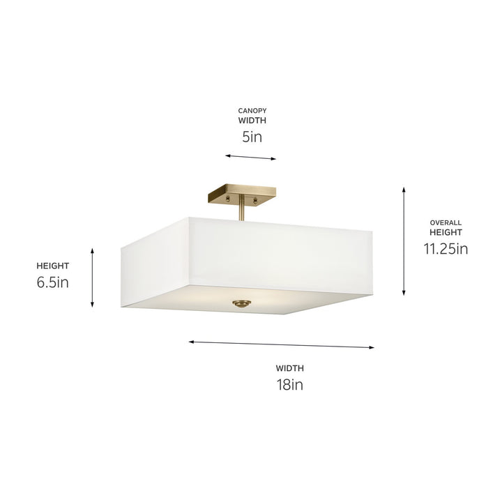 Kichler Canada - 43693NBR - Three Light Semi Flush Mount - Shailene - Natural Brass