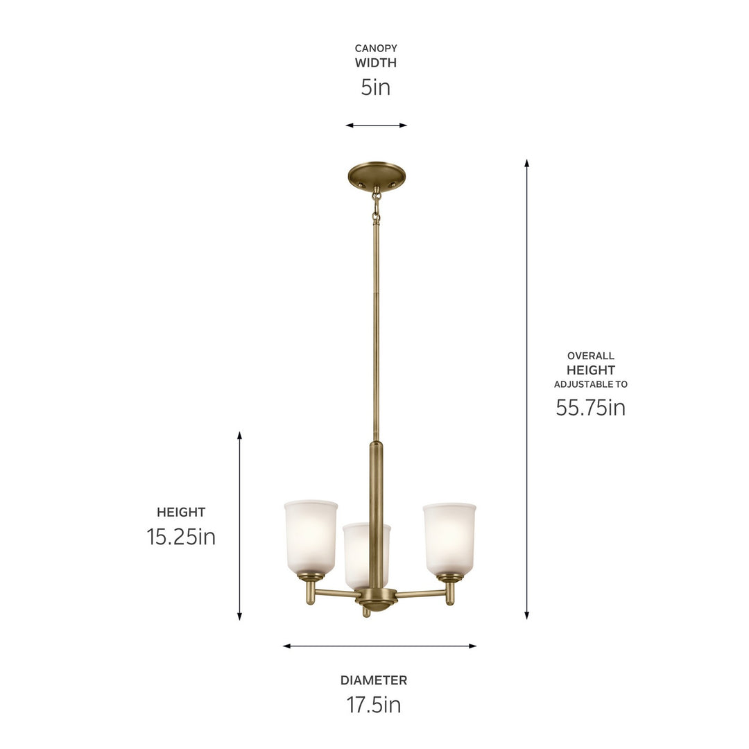 Kichler Canada - 43670NBR - Three Light Mini Chandelier - Shailene - Natural Brass