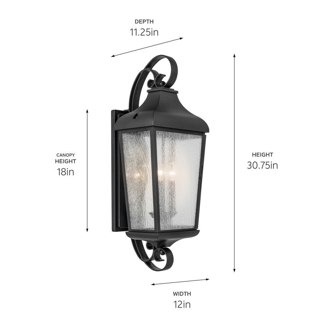Kichler Canada - 49738BKT - Three Light Outdoor Wall Mount - Forestdale - Textured Black