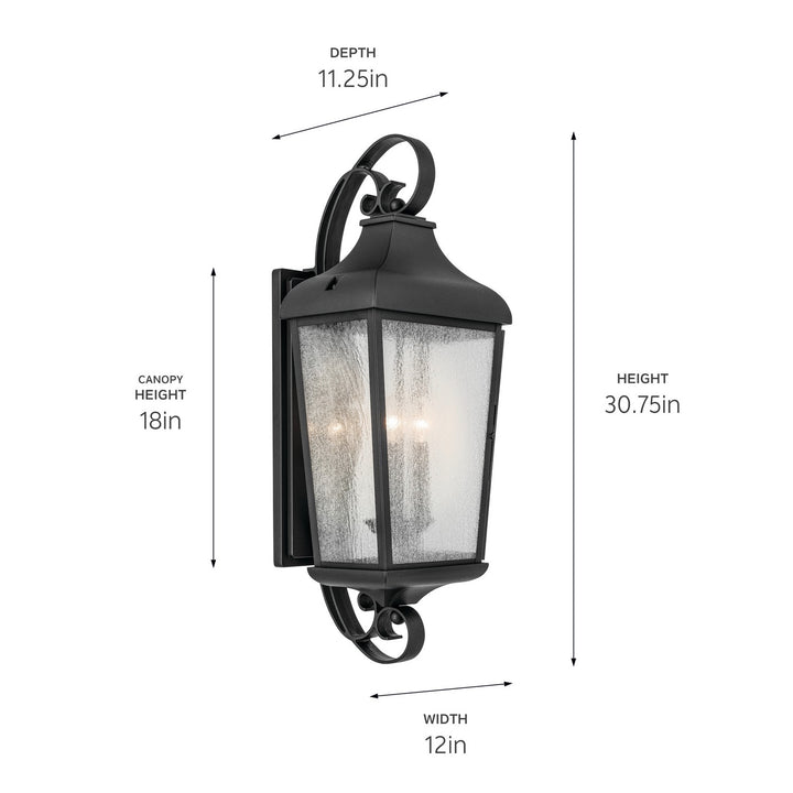 Kichler Canada - 49738BKT - Three Light Outdoor Wall Mount - Forestdale - Textured Black